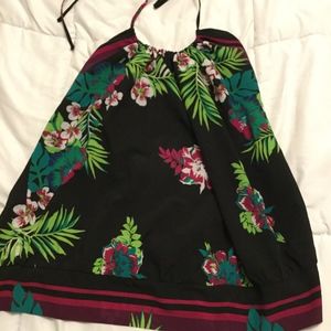 Tropical, floral halter top